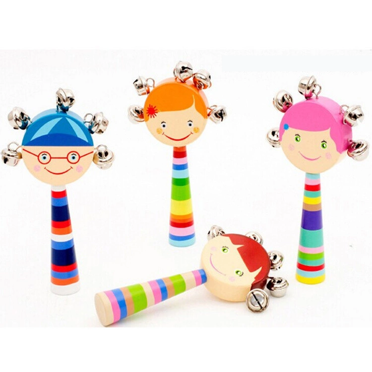 Wooden Cartoon Smiling Face Handbell Montessori Toy