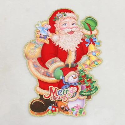 Cheap Price 28cm Christmas Santa Claus with Gift Basket Wall Sticker