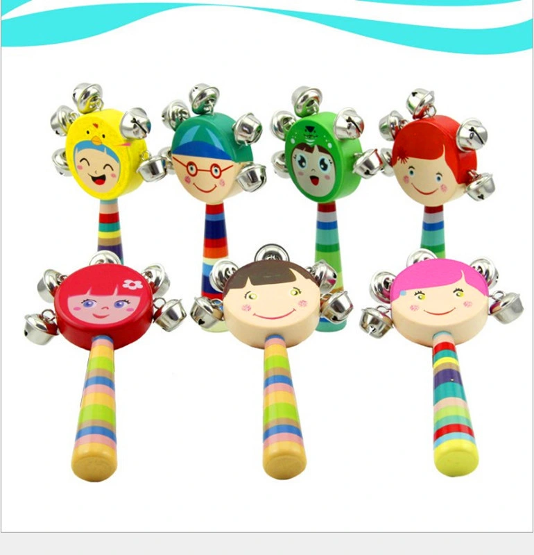 Wooden Cartoon Smiling Face Handbell Montessori Toy