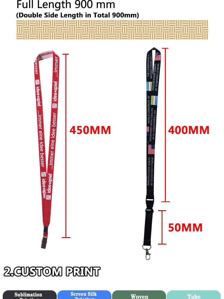 Wholesale Promotional Promotion Gift Custom Sublimation Heated Transfer Printing Polyeter Printed Logo Neck Metal Hook Buckle Office Lanyard for ID Card Badge