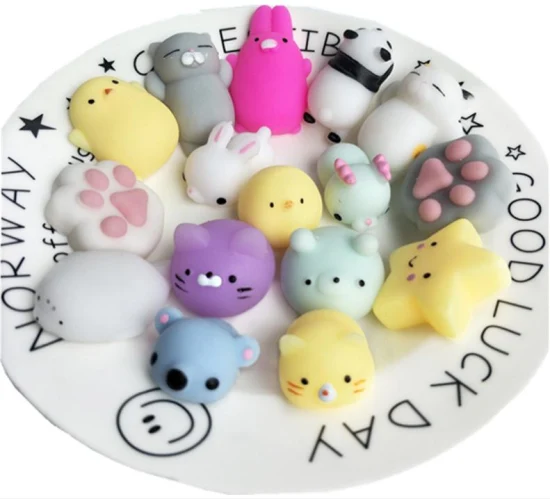 크리스마스 선물 짜기 스트레스 릴리프 미니 귀여운 카와이 TPR 소프트 떡 Squishy 동물 Squishy Fidget Toys for Kids