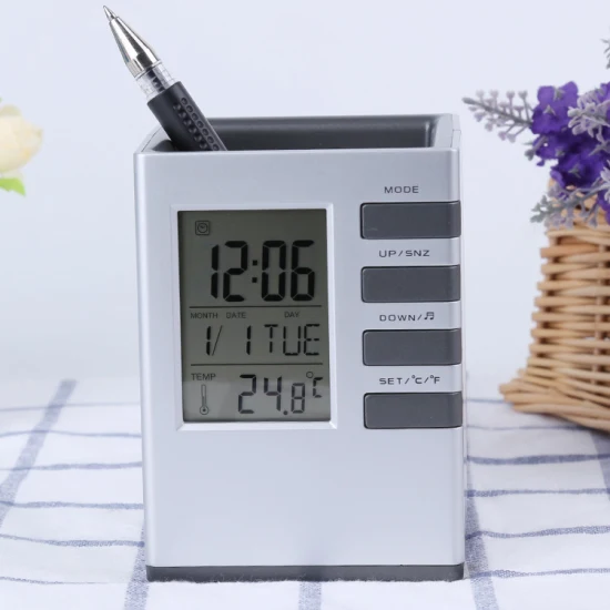다기능 시계 펜 홀더, 디지털 알람시계, 온도 표시 판매