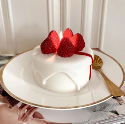 양초 향기로운 간장 왁스 더블 레이어 케이크 아로마 테라피 양초 딸기 체리 발렌타인 데이 선물 촬영 소품