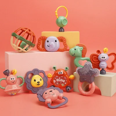 귀여운 신생아 아기 Teether 장난감, 만화 동물 모양 매달려 아기 장난감, 아기를위한 Teether 핸드 벨